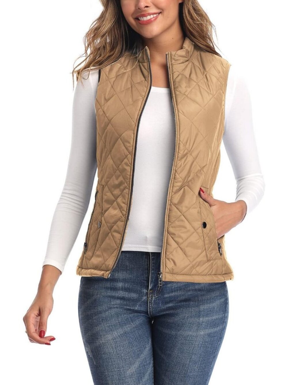 Lightweight Quilted Women's Vest with Zip Pockets | Padded Gilet XS-3XL